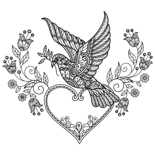 23 Dove With Heart Tattoo Backgrounds Illustrations & Clip Art - iStock