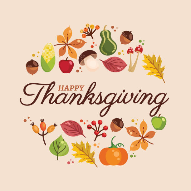 thanksgiving day. logo, text design. typography for greeting cards and posters. give thanks. - thanksgiving 幅插畫檔、美工圖案、卡通及圖標