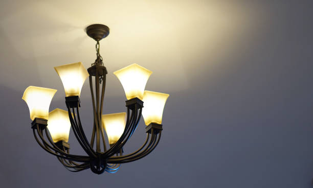 istock ceiling lamp or chandelier with turn on the light 1388739175