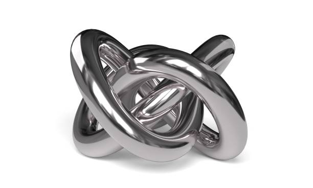 istock Metal torus knot on white background. 1388740890