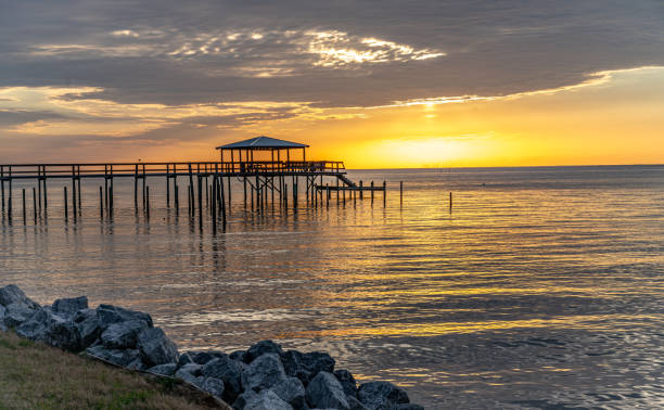 A Cool Sunset View at Fairhope, Alabama Fairhope, Alabama mobile bay stock pictures, royalty-free photos & images
