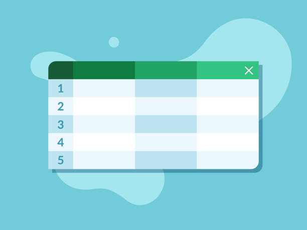 Spreadsheet editing app illustration, flat design editable vector. Concept of worksheet software in green and blue colors illustration, can be used in animation, banners and presentations. accounting office background stock illustrations