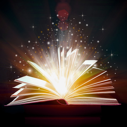 Opened Book With Magic Lights,  Magic Background,