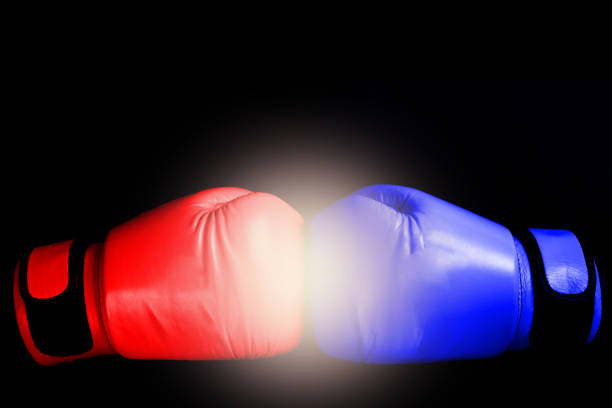 istock versus boxing glove red blue side for fight 1388741564