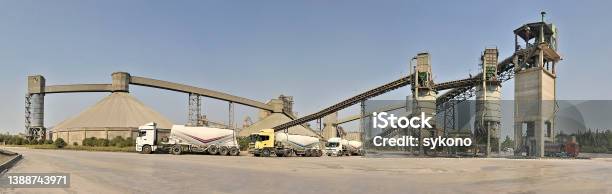 Panoramic View Of Cement Factory Stock Photo - Download Image Now - Cement, Warehouse, Industry