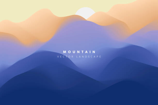 illustrations, cliparts, dessins animés et icônes de paysage abstrait, montagne, arrière-plan - blue summit
