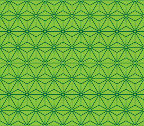 緑色のアサノハ幾何学模様。観賞用の日本の麻は背景を残します。 - pattern green circle vector点のイラスト素材／クリップアート素材／マンガ素材／アイコン素材