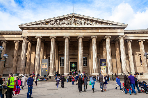 London, UK, February 27, 2011 : The British Museum which is a popular travel destination tourist attraction landmark of the city stock photo