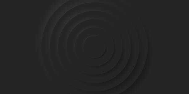 istock Black Abstract Circular Modern Wallpaper Design. Futuristic Circle Background in Neumorphism Style. Geometric Round Empty Pattern. Blank Concentric Minimalism Cover. Vector Illustration 1388752244