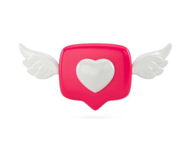 istock Heart icon on a red pin like with wings isolated on white background. 3d render 1388755198
