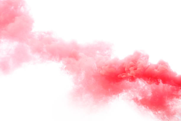 istock Trail of red smoke on white background 1388755441