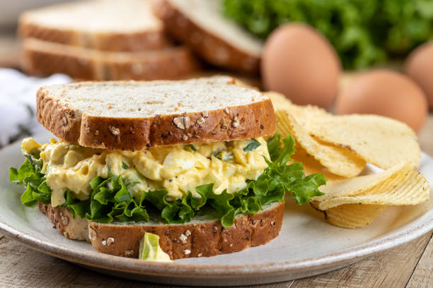 istock Egg salad sandwich on whole grain bread 1388757071