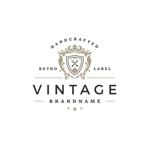 Luxury emblem template vector object for emblemtype or badge design Luxury emblem template vector object for emblemtype or badge design. Trendy vintage royal style illustration, good for fashion boutique, alcohol or hotel brand. mountain ridge stock illustrations