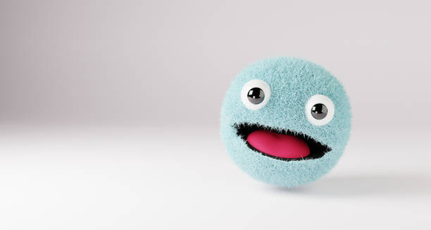 istock Cute fuzzy smiling face with negative space for copy. 3d rendering. 1388759441