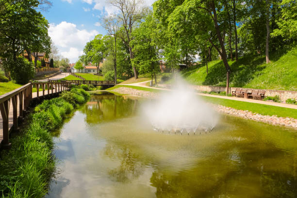 Spring park in the Latvias town Kuldiga