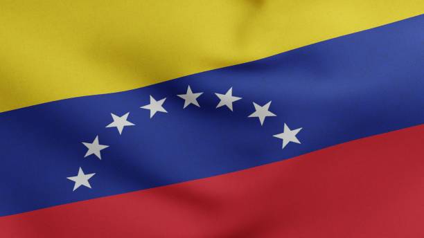 национальный флаг венесуэлы размахивает 3d render, боливарианская республика венесуэла флаг текстиль дизайн франсиско де миранда, день незави - venezuelan flag стоковые фото и изображения