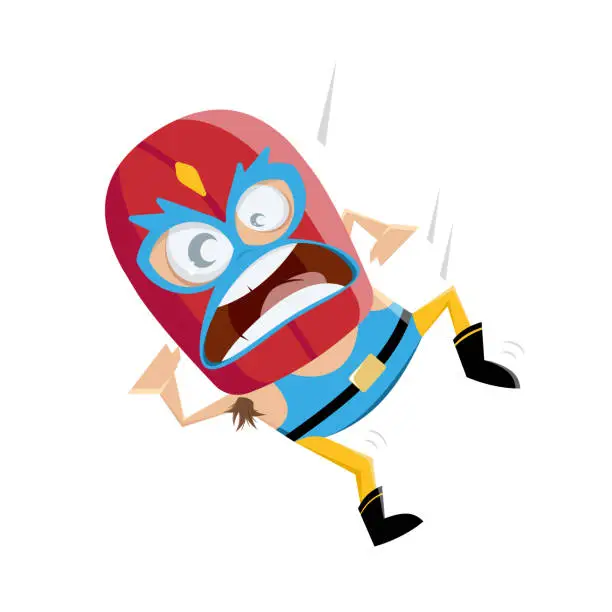 Vector illustration of funny cartoon illustration of a wrestler in lucha libre style