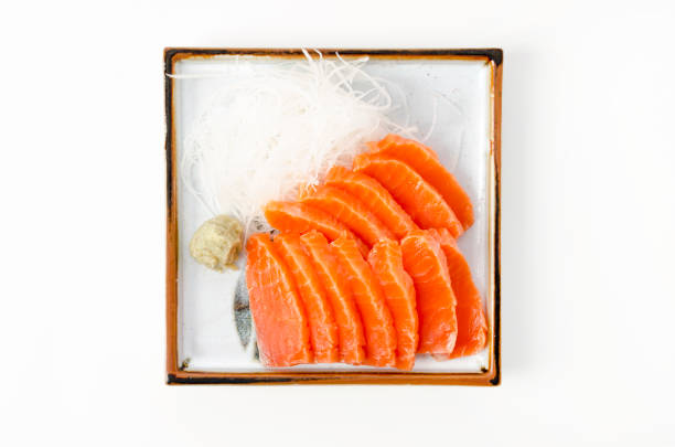 istock Salmon Sashimi, Raw rainbow trout slice or rainbow trout sashimi 1388764497