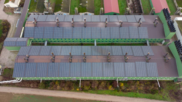 istock Rooftops of an industrial building - aerial view 1388767577