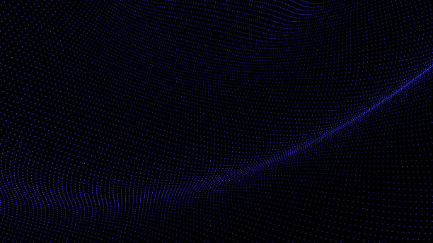 istock 3d wavy technology abstract background. Digital blue neon line dots and particles network on black empty surface. Big data, sound, computers concept. 1388769297