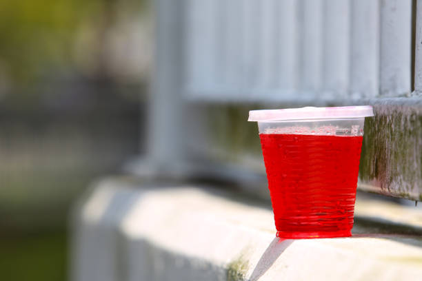 Portrait of the cup of cold roselle syrup drink