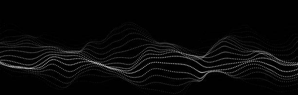 Wave of particles on dark background. Technology backdrop. Pattern for presentations. Vector illustration Wave of particles on dark background. Technology backdrop. Pattern for presentations. 3d Vector illustration wallpaper stripper stock illustrations