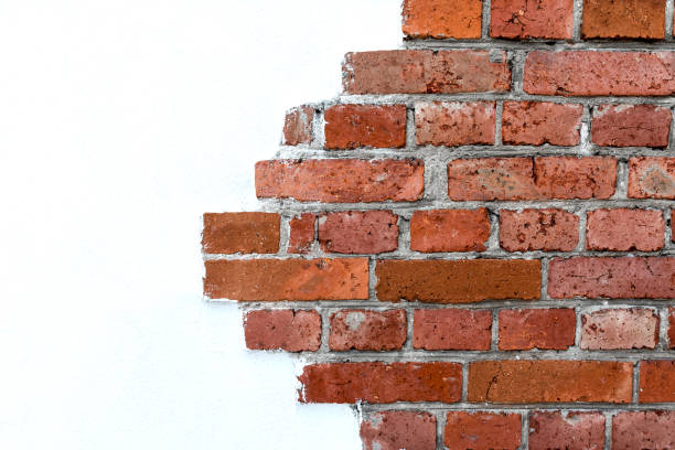 istock Decorative masonry made of red clay bricks. 1388777604