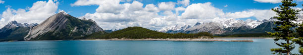 panoramic view of the canadian rockies in kananaskis country, alberta, canada - kananaskis country imagens e fotografias de stock