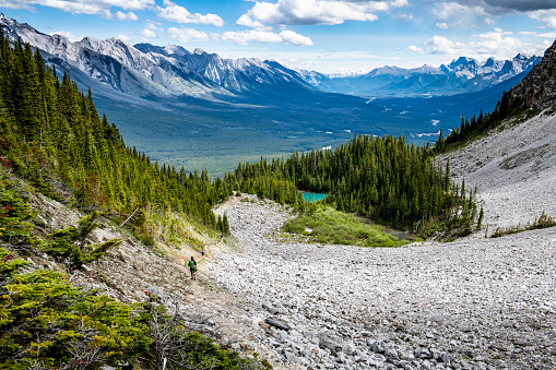 Beautiful scenic view while hiking on the C Level Cirque Trail, in Banff National Park, Alberta