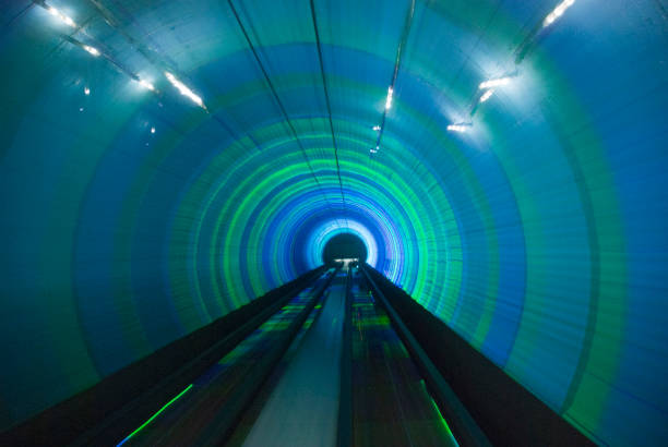 Laser show in Shanghai sightseeing tunnel under Huangpu River