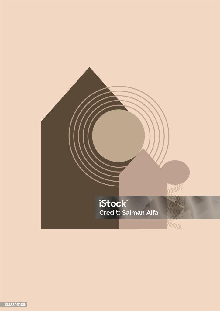 Shape Photo Home Simple Home Shape Flat Boho Geometric Neutral Color Design Poster Stock ...