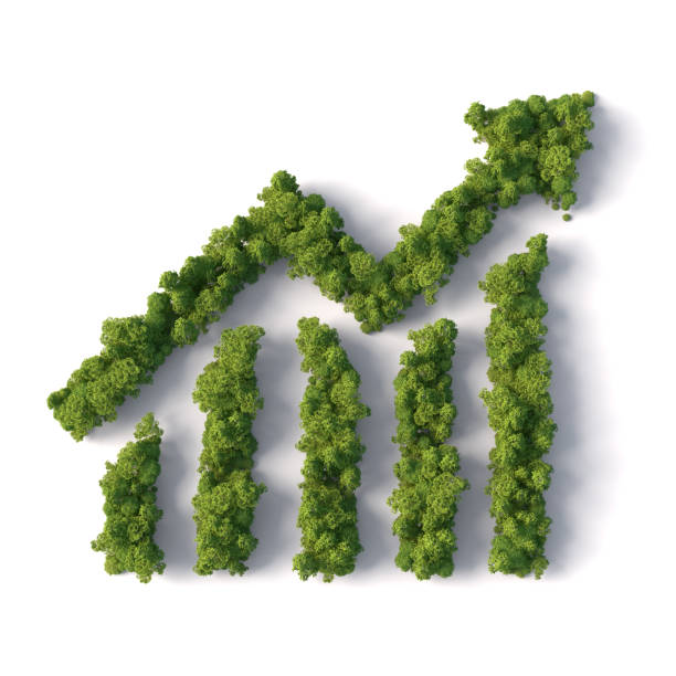 3D-Wald in Form eines Diagrammsymbols. Isoliert auf Weiß