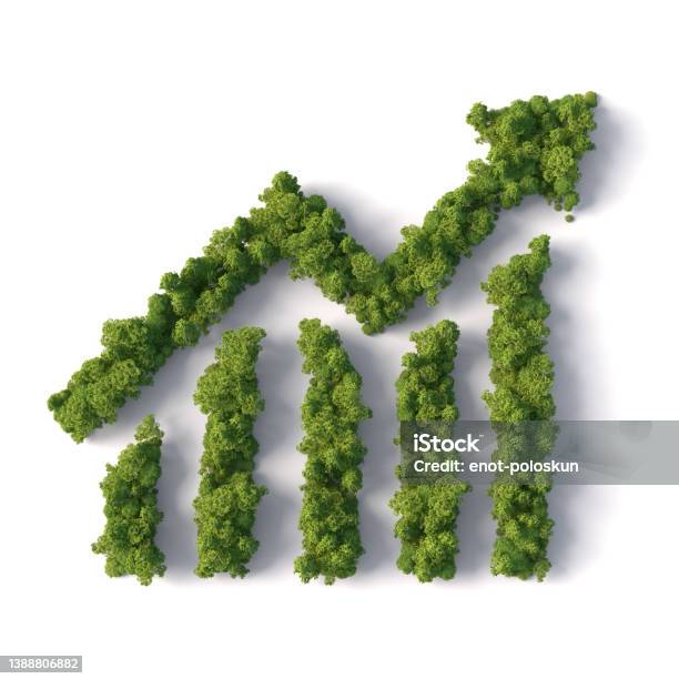 Forest In Shape Of Chart Symbol Stock Photo - Download Image Now - Sustainable Resources, Zero Waste, Finance
