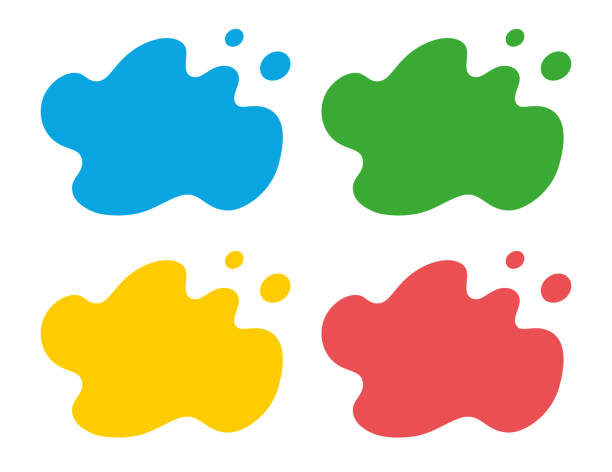 ilustrações de stock, clip art, desenhos animados e ícones de blue, green, yellow and red paint splash. - home decorator house painter color swatch paint