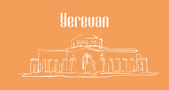 Yerevan wallpaper on the orange background