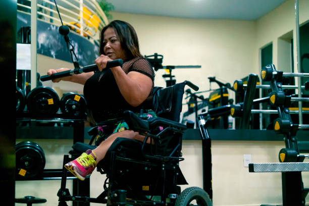 istock Woman with disability at the gym 1388809153