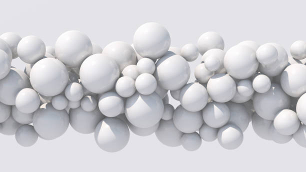 istock Group of white glossy balls, white background. Abstract illustration, 3d render. 1388810479