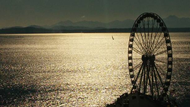 View of the faris wheel Seattle View of the sound, Seattle seattle ferris wheel stock pictures, royalty-free photos & images