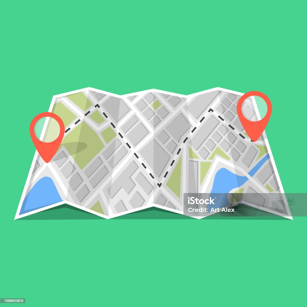 Waypointer Graphic Map Map With Gps Navigation And Points On It Finding The Way Concept Vector ...
