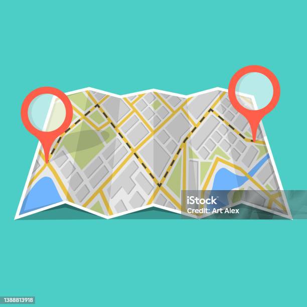 Waypointer Graphic Map Map With Gps Navigation And Points On It Finding The Way Concept Vector ...