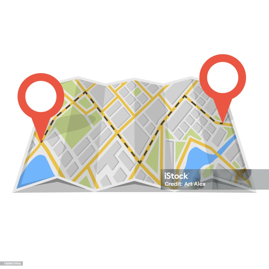 Waypointer Graphic Map Map With Gps Navigation And Points On It Finding The Way Concept Vector ...