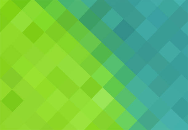kunsthintergrund aus blauen und grünen quadraten, die diagonal verbunden sind. geometrische textur. abstraktes kunstmuster aus quadratischen pixeln. vektorblaue und grüne pixel hintergrund, platz für ihr design oder text - green background stock-grafiken, -clipart, -cartoons und -symbole