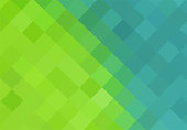 istock Art background of blue and green squares connected diagonally. Geometric texture. Abstract art pattern of square pixels. Vector blue and green pixels backdrop, space for your design or text 1388817756