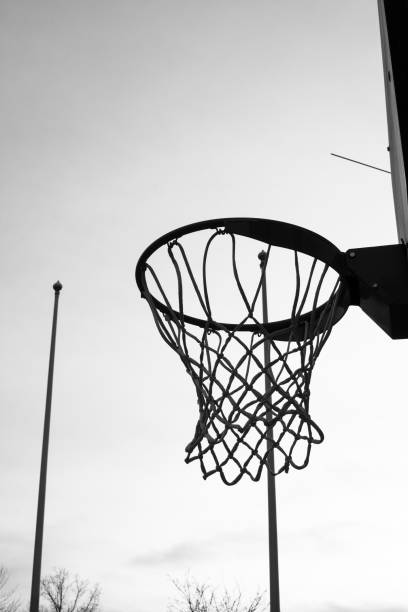 istock Basket hoop in black and white 1388819983