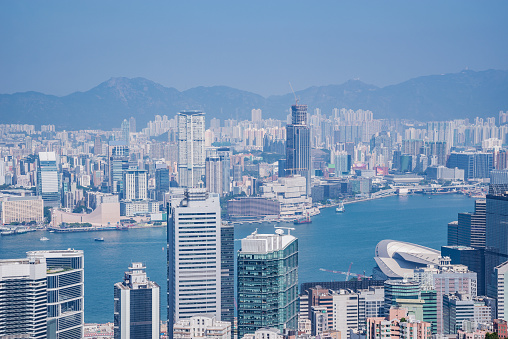 View of the downtown of Hong Kong from Victoria Peak.