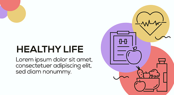 Healthy Life line icon design. Colorful design, can be used in many areas. Timeline design for brochure, presentation, website. infographic design layout