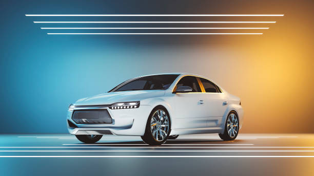 coche moderno genérico renderizado como producto shot - performance car fotografías e imágenes de stock