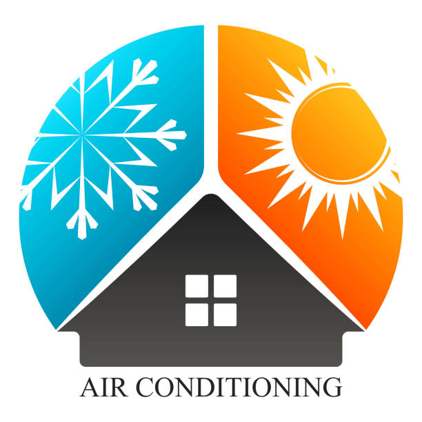 ilustrações de stock, clip art, desenhos animados e ícones de air conditioner symbol and home heating system - air air conditioner electric fan condition