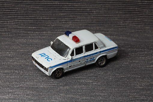 police car small children's toy close-up