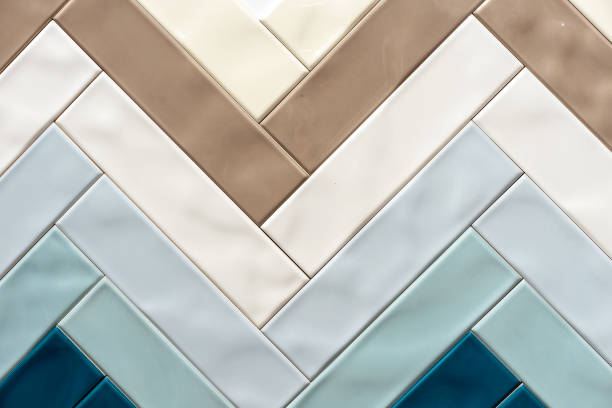 istock Glossy ceramic tiles in the shape of a herringbone. 1388839955